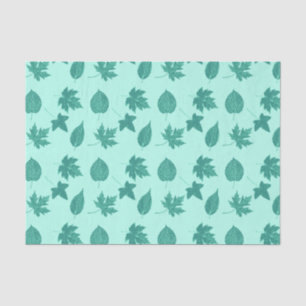 Papel De Seda Hojas otoñales - turquesa y aqua