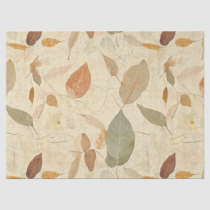Papel De Seda Hojas Prensadas de Herbario Antiguo Marrón Dorado