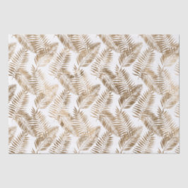 Papel De Seda Hojas tropicales blancas de oro