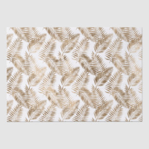Papel De Seda Hojas tropicales blancas de oro
