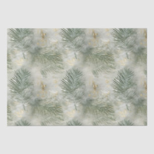 Papel De Seda Hojas tropicales blancas de oro verde