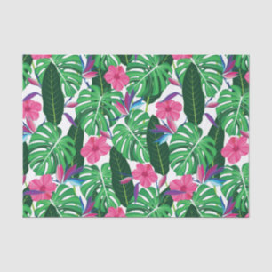Papel De Seda Hojas tropicales coloridas y jungla de flores