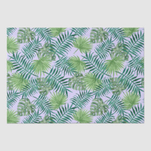 Papel De Seda Hojas tropicales de palmeras patrón púrpura verde
