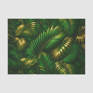 Papel De Seda Hojas Tropicales Doradas Jungla Lujo