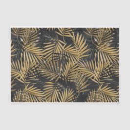 PAPEL DE SEDA HOJAS TROPICALES NEGRAS Y ORO