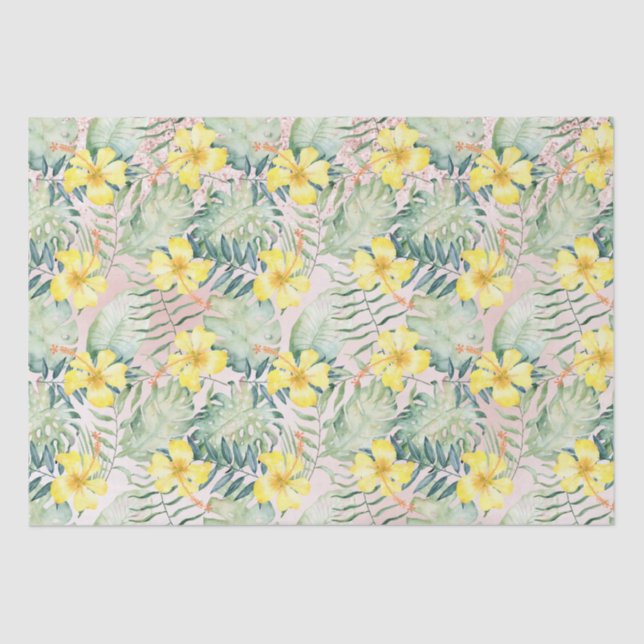 Papel De Seda Hojas tropicales Ombre Rosa Purpurina Sueño (Anverso)