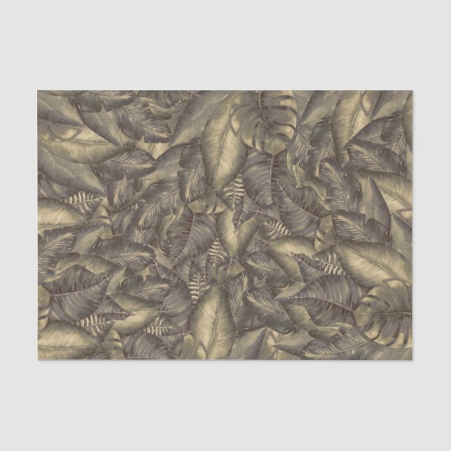 Papel De Seda Hojas Tropicales Rústicas Botánicas Elegantes Vint (Anverso)