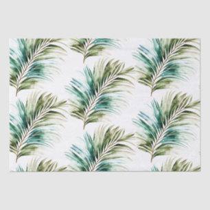 Papel De Seda Hojas tropicales verdes de la menta
