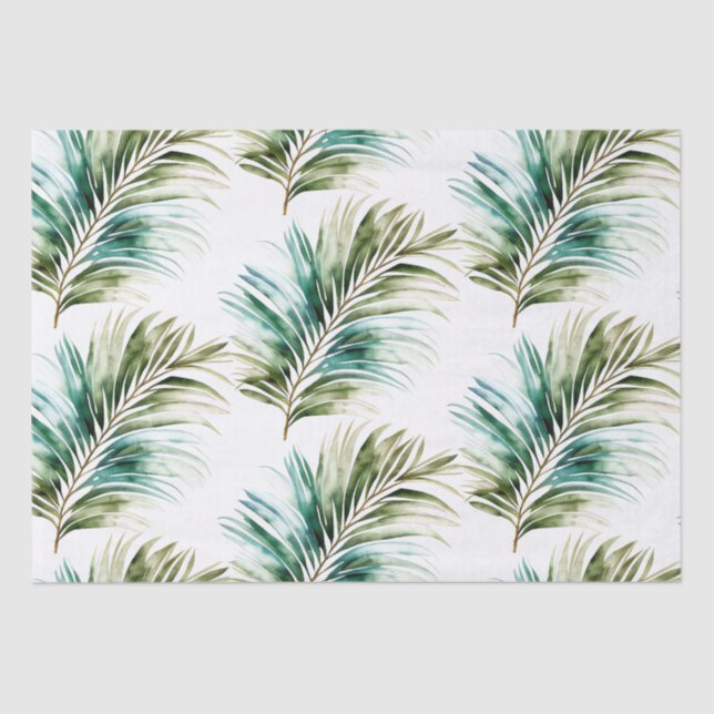 Papel De Seda Hojas tropicales verdes de la menta (Anverso)