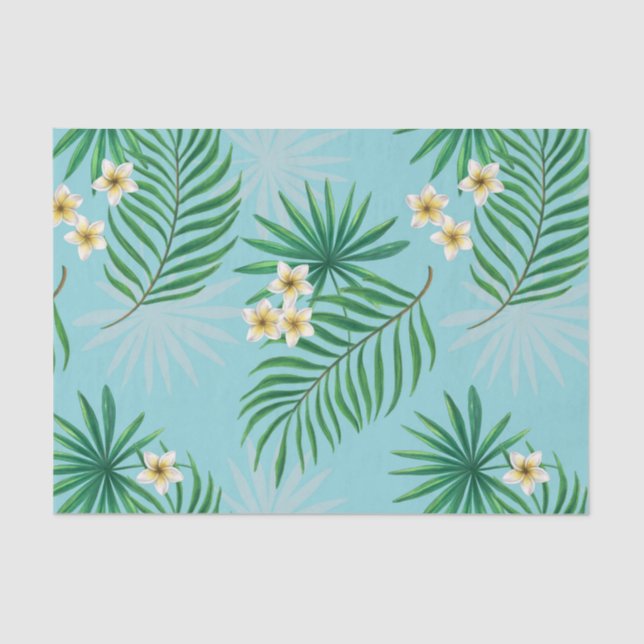 Papel De Seda Hojas tropicales y flores (Anverso)