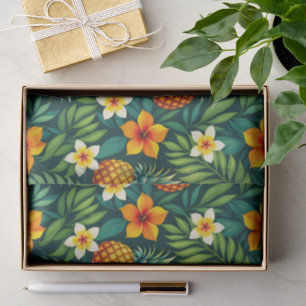 Papel De Seda Hojas tropicales y patrón de piña