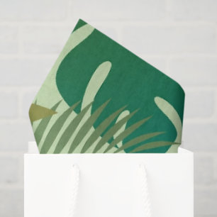 Papel De Seda Hojas verdes aireadas de follaje tropical