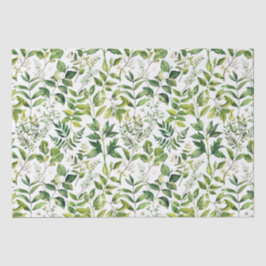 Papel De Seda Hojas verdes botánicas de acuarela