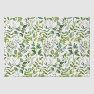 Papel De Seda Hojas verdes botánicas de acuarela