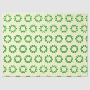 Papel De Seda Hojas verdes en círculo sobre amarillo