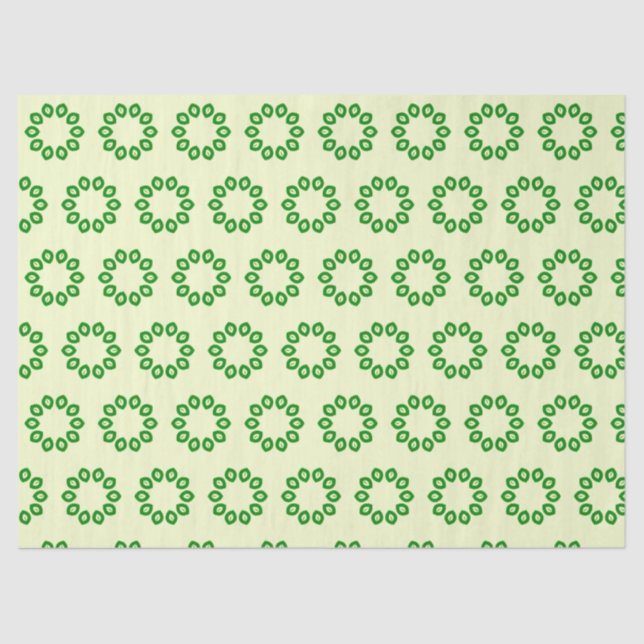 Papel De Seda Hojas verdes en círculo sobre amarillo (Anverso)