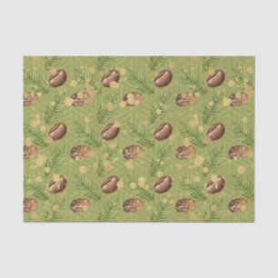 Papel De Seda Hojas Verdes y Granos de Café