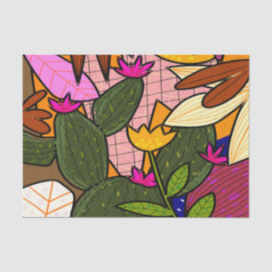 Papel De Seda Hojas y flores tropicales abstractas