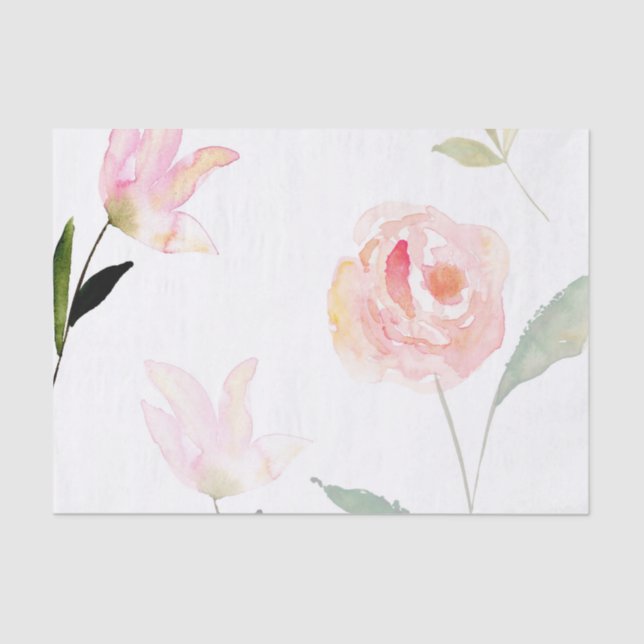 Papel De Seda Hola acuarela hermosa floral (Anverso)