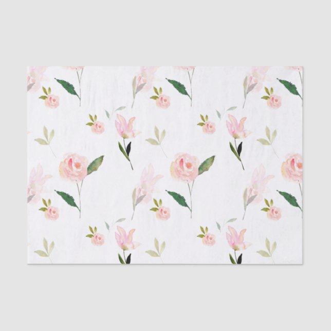 Papel De Seda Hola acuarela hermosa floral (Anverso)