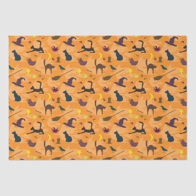 Papel De Seda Hola Bruja - sin fisuras patrón de Halloween. (Anverso)