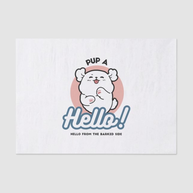 Papel De Seda ¡Hola! - Diseño feliz de Personalizados de perros  (Anverso)