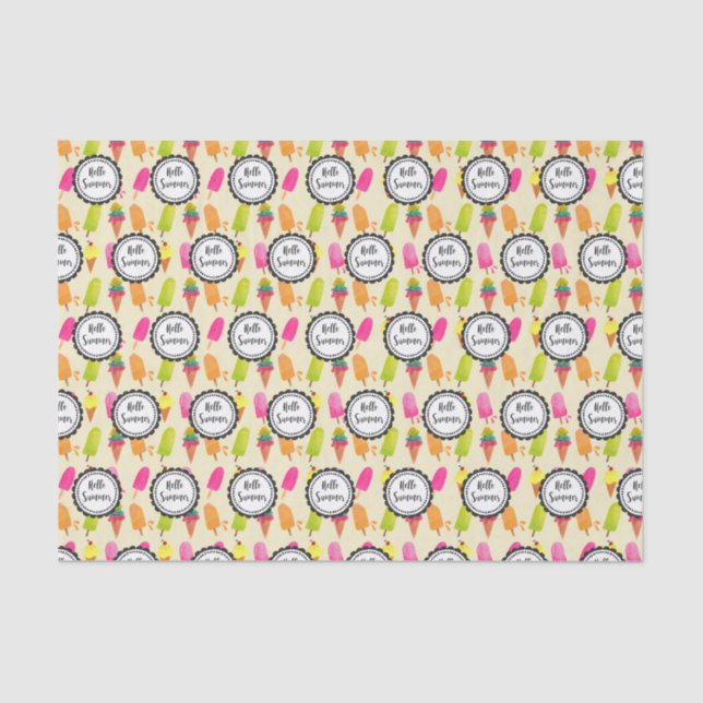 Papel De Seda Hola Popsicles de verano y Crema de Hielo (Anverso)