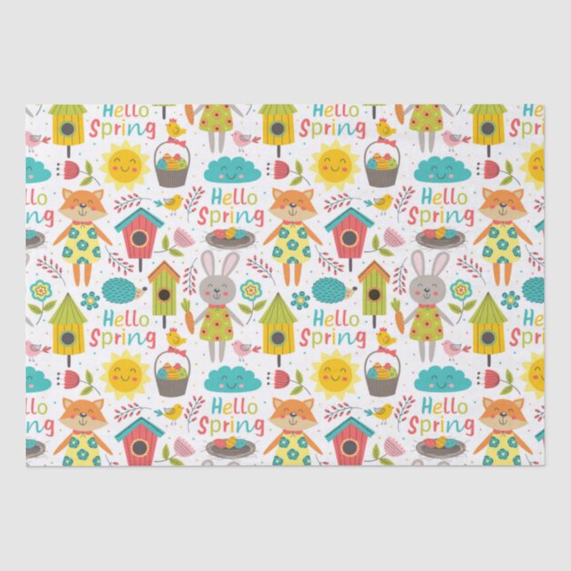 Papel De Seda ¡Hola primavera! Personalizados de animales de col (Anverso)