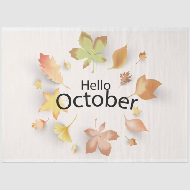 Papel De Seda Hola Resumen Octubre Otoño (Anverso)