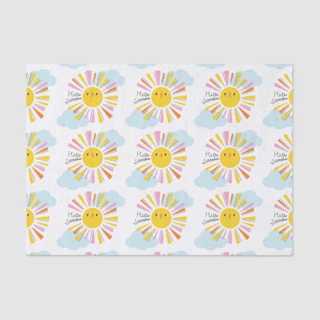 Papel De Seda Hola Sunshine Chica Baby Shower Tissue Paper (Anverso)