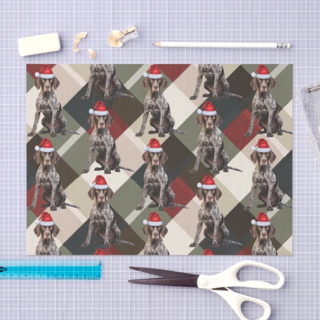 Papel De Seda Holiday Shorthair Pointer Dog Red Plaid Christmas (Artesanía)