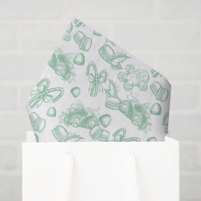 Papel De Seda Holiday Sweets- Mint (Sheer) (Bolsa de regalo)