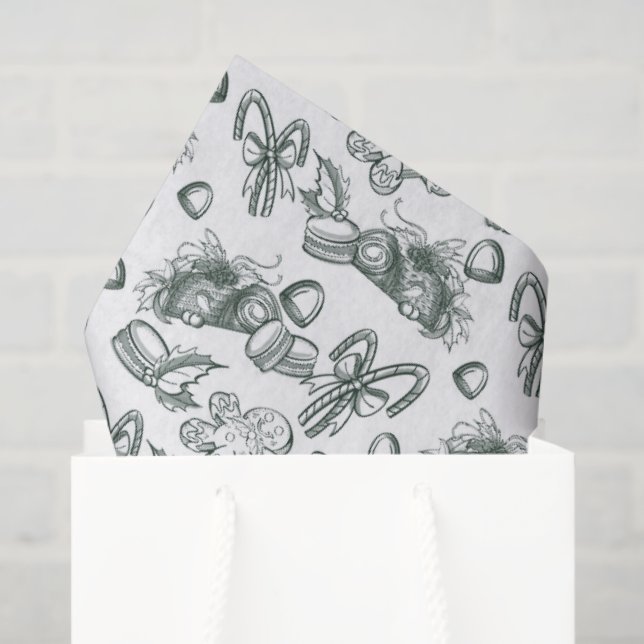 Papel De Seda Holiday Sweets- Pine (Sheer) (Bolsa de regalo)