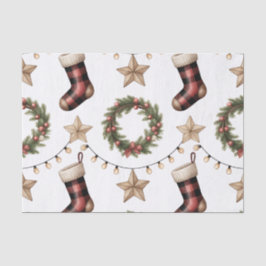 PAPEL DE SEDA HOLIDAY WREATH STOCKINGS LIGHTS STARS