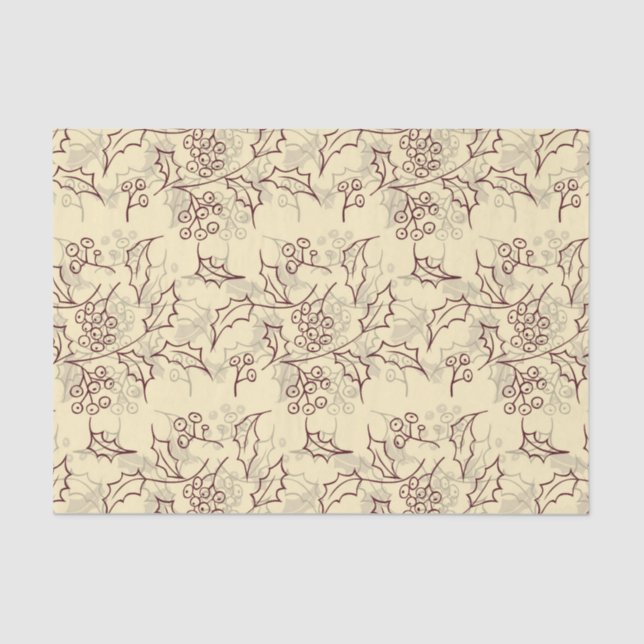 Papel De Seda Holly berries diseño sin fisuras (Anverso)