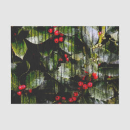 Papel De Seda Holly Berry Horizontal Tissue Paper