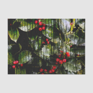 Papel De Seda Holly Berry Horizontal Tissue Paper