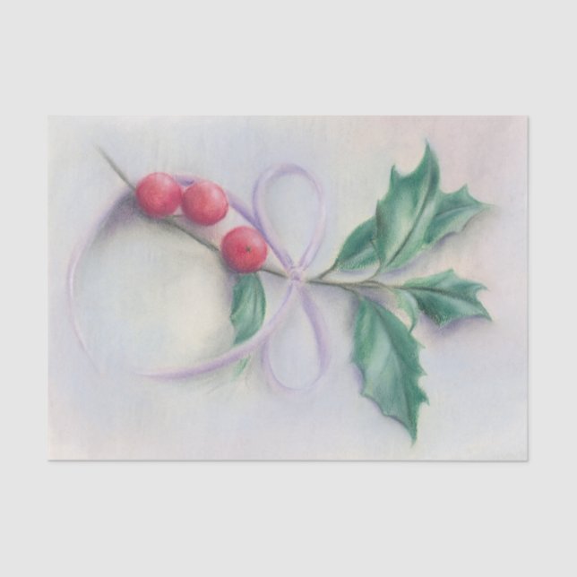 Papel De Seda Holly con los Navidades de Bow Pastel (Anverso)