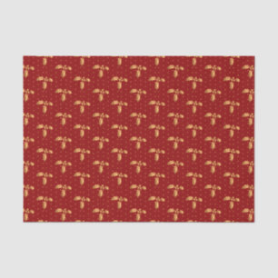 Papel De Seda Holly de Navidades rojos y de oro