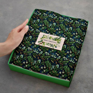 Papel De Seda Holly dorada y oliage invernal