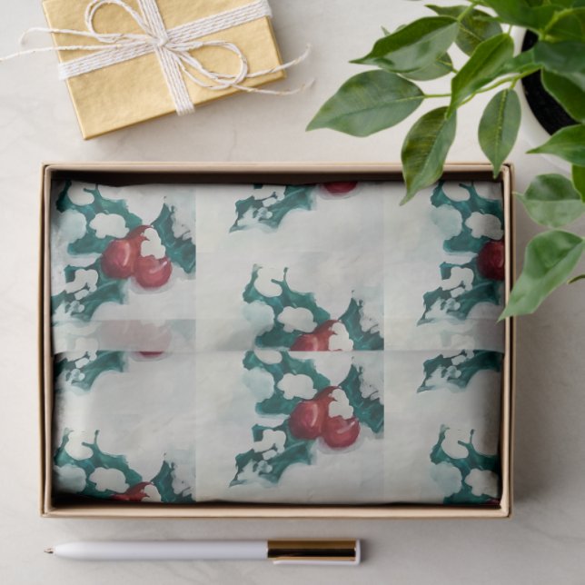 Papel De Seda Holly in Snow (Regalo )