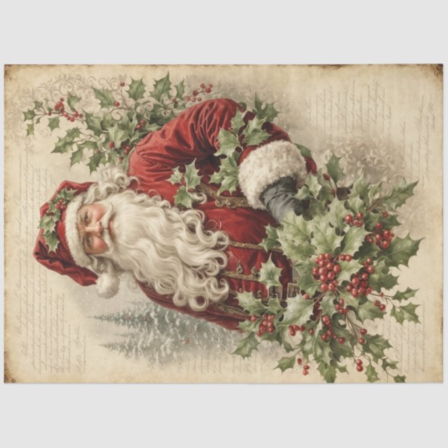 Papel De Seda Holly Jolly Santa (Anverso)