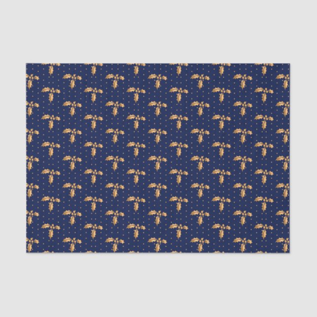 Papel De Seda Holly, Navidades Gold y Navy Blue (Anverso)