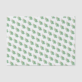 Papel De Seda Holly verde con bayas rojas