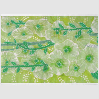 Papel De Seda Hollyhock Mallow Malva Flores Verdes Shades Floral
