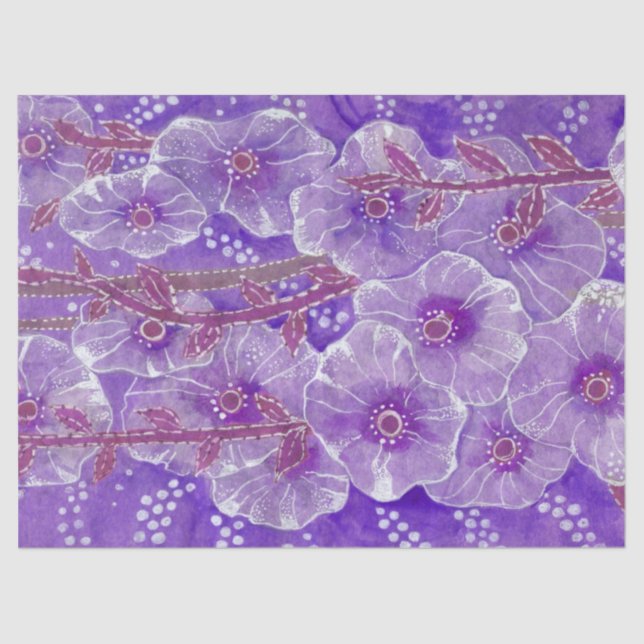 Papel De Seda Hollyhock Mallow Malva Purpe Violet Flor Floral (Anverso)