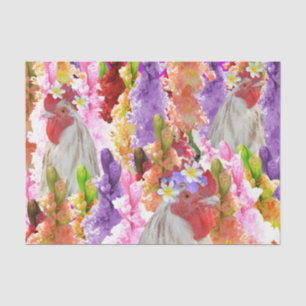 Papel De Seda Hollyhocks De Gallos Y Frangipanis,