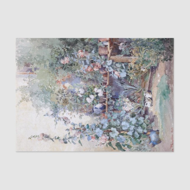 Papel De Seda Hollyhocks Tejido de banco Kitty y Potter (Anverso)