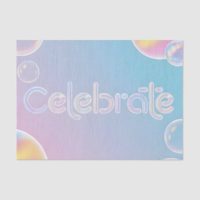 Papel De Seda Holographic Celebration: "Celebrate" Typography (Anverso)