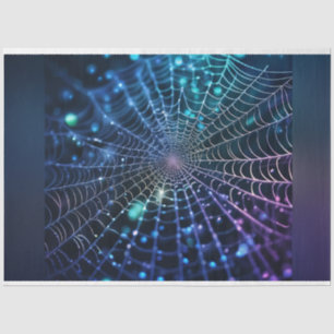 Papel De Seda Holographic Dark Spiderweb Halloween Decoupage